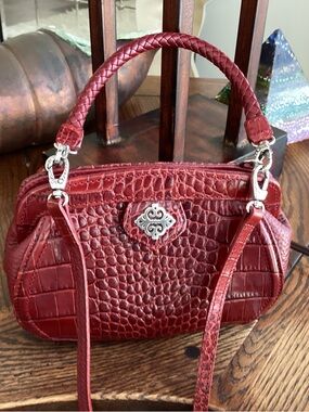 Brighton Leather croc embossed Red shoulder or hand bag
